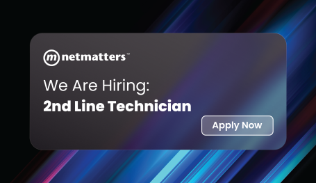 A colourful image with Netmatters saying they are hiring a 2nd line technician